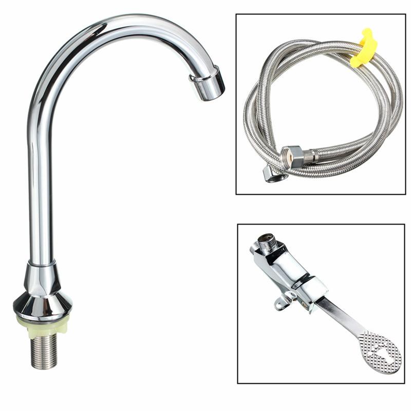 Bathroom Basin Faucet Switch Control By Floor Foot Pedal Valves Copper Single Cold Tap Kichen Foot-operated Faucet Bathroom