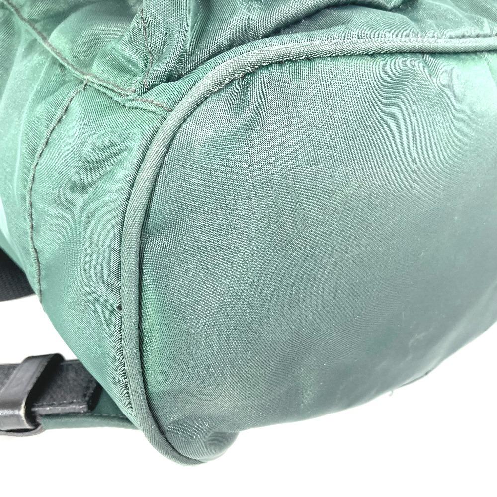 PRADA Bicolor triangle logo Backpack Leather / Nylon Green/Black