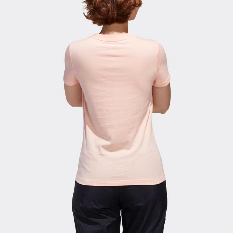 Adidas Neo Cartoon Pattern Letter Printed Round Neck Short Sleeve T-Shirt Women Tops Pink GJ5320