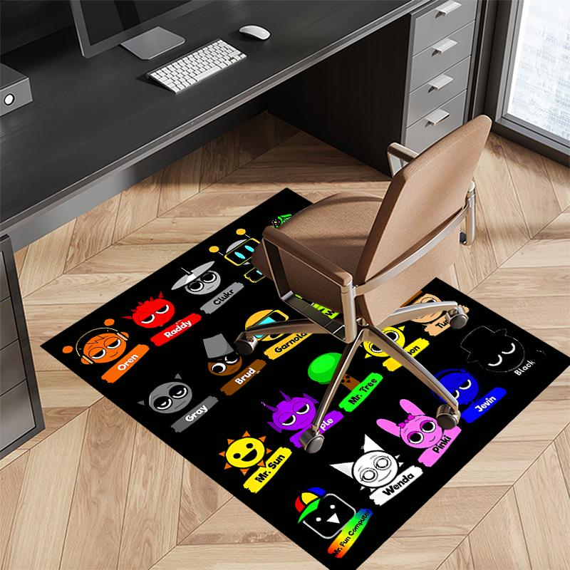 1pc Sprunki Game2 Print Area Rug - Soft, Washable Non-Slip Indoor Mat for Office Chairs, Living Room, Home Office Decorative Rug