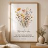 Christian Bible Verse Wall Art, Motivational Quote Flower Canvas Painting | Minimalist Poster for Living Room Bedroom Decor
