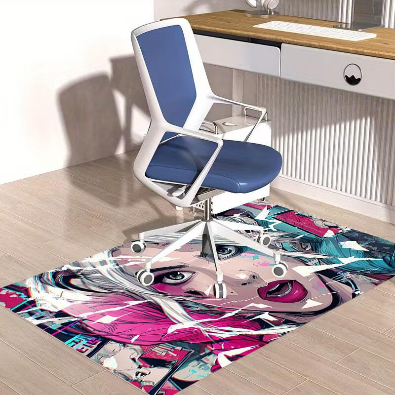 1pc Office Carpet Chair Mats Cyberpunk Anime Girl Perfect for Decorating Office Chairs, Living Rooms, Or Bedrooms,Polyester Carpet