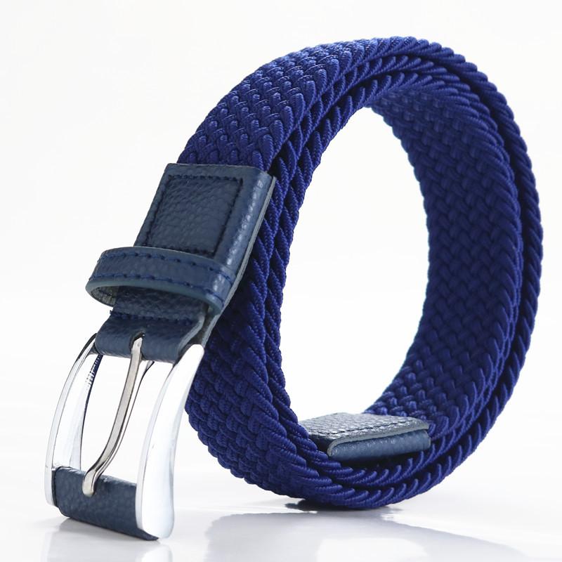 Men'S Braided Belt Elastic Elastic Canvas Belt Unisex No Punch Women'S Belt