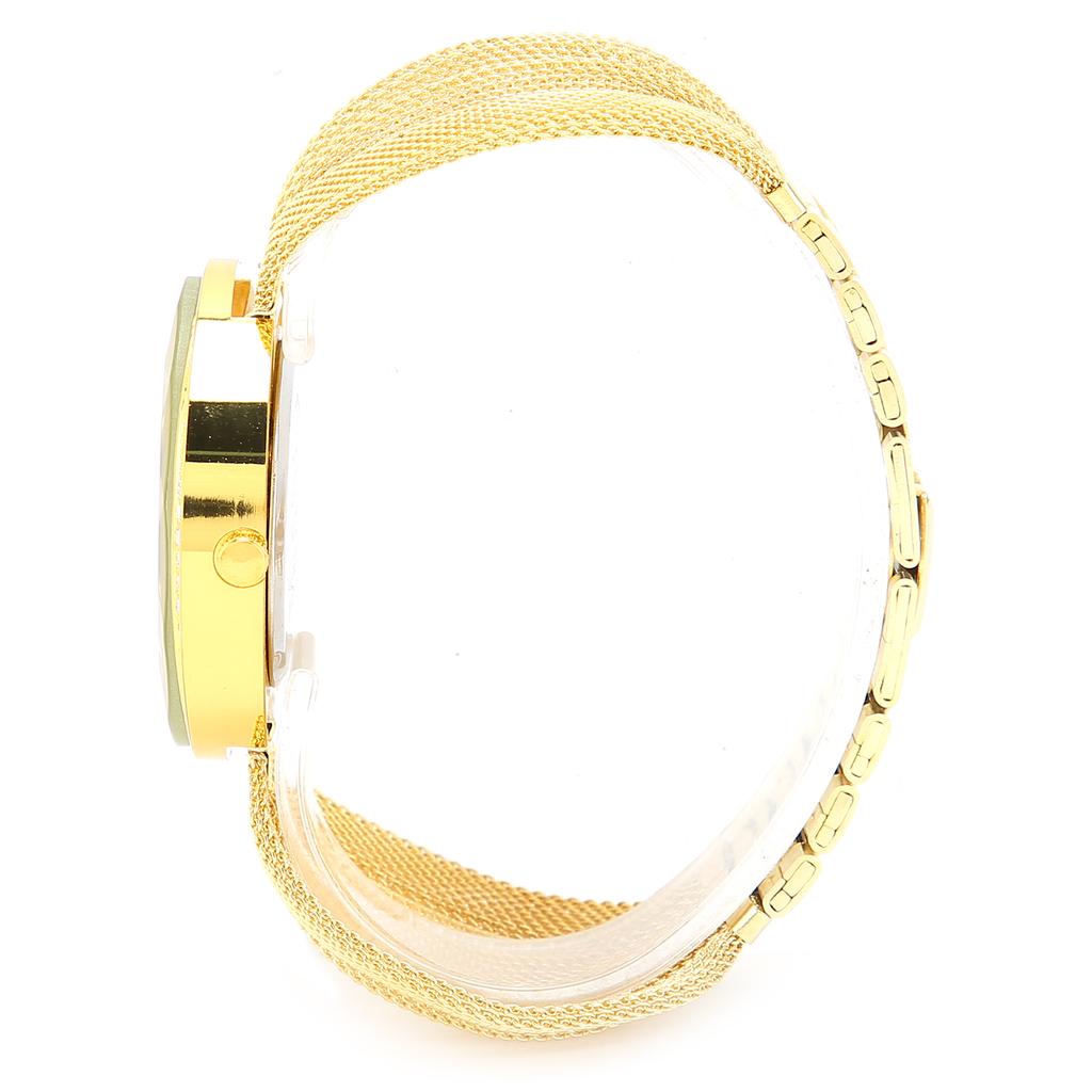 Fashionable Women Watch Wide Mesh Belt Quartz Shining Elegant Wrist Watch for FemaleGold