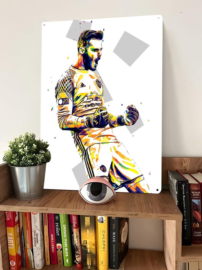 David De Gea Football Player Metal Poster Wall Art Mural Custom Soccer Metal Tin Signs for Home Room Decoration Vintage Interior