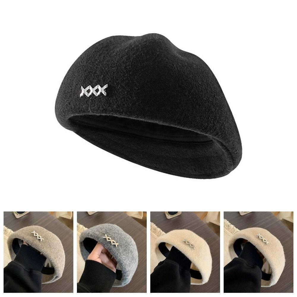 Knitted Woolen Berets Solid Color Octagonal Cap Casual Artist Cap  Party