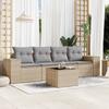 Vidaxl 5-Cz. Tuinmeubelset Met Kussens, Beige, Polyrotan