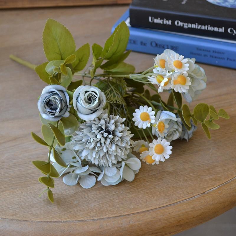 Faux Flower Autumn Color, Retro Small Bouquet, 7-pronged Hydrangea Rose, Wedding Arch, Leading Flower Decoration, Artificial Chamomile