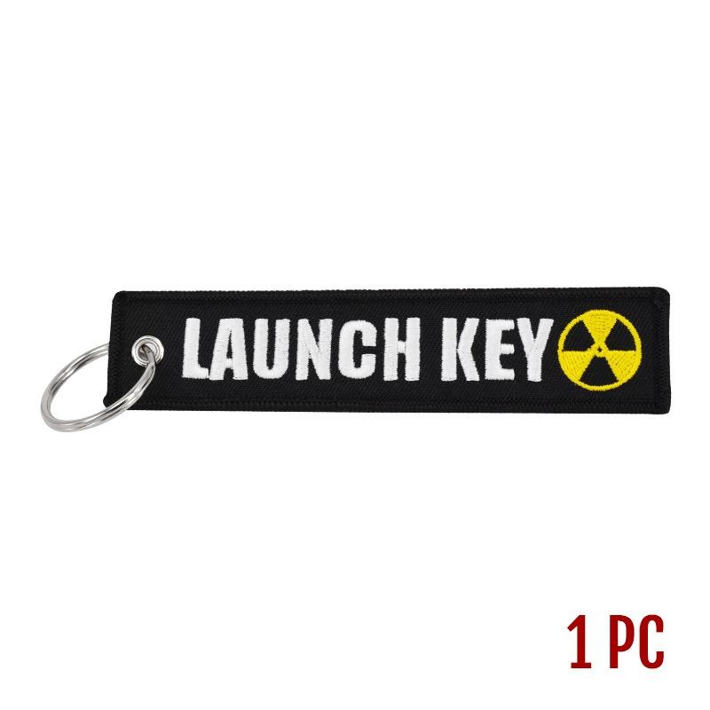Text Embroidery Key Ring LAUNCH KEY Tags Rectangle Keychain Personalized Key Chain Accessories Souvenir