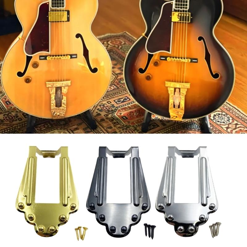 Heavy Duty Jazz Guitar Bridge Metal Texture Suitable for Enhancing Volumes and Customizable String Height Adjustment