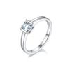 Simple S925 Sterling Silver Inlaid 0.5Ct Square Moissanite Ring Women'S Ring