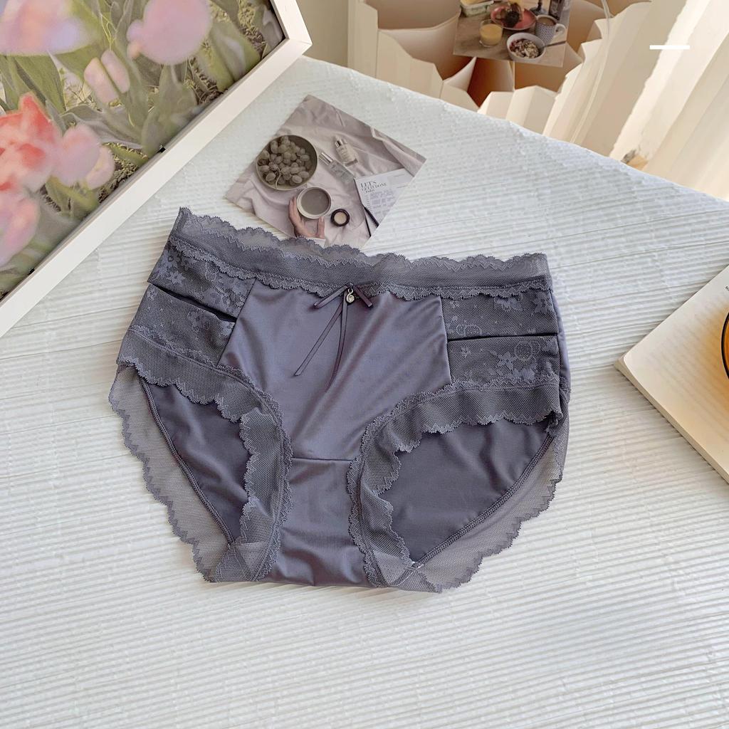 Ausgeschnittene Luxus-Satin-Dreiecksslips Mittelhoch Damen-Slips