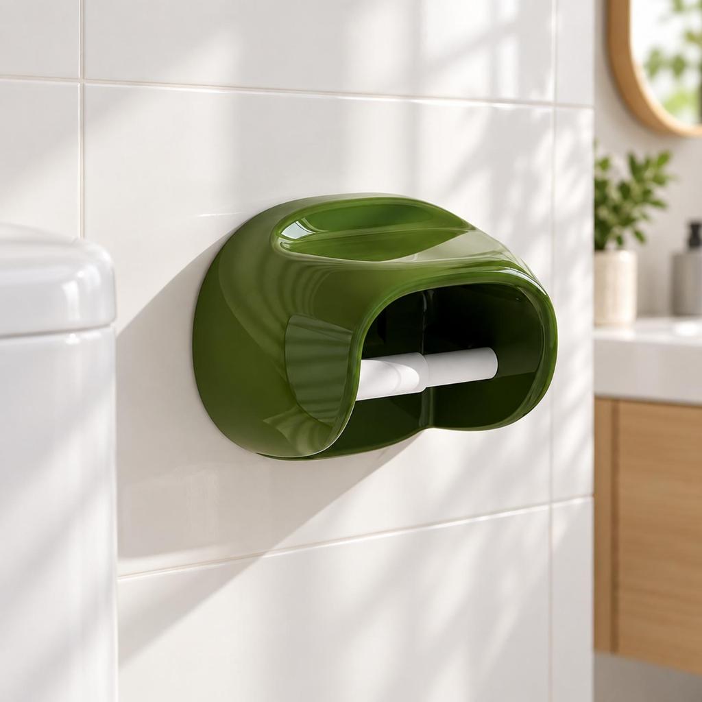 Wall Toilet Paper Dispenser with Shelf Glossy Finish WallMounted Roll Holder