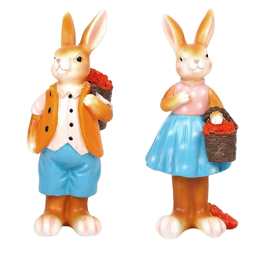 Festive Easter Rabbit Resin Figurines 2Pcs Great for Decorating Various Occasion Like Home Office or Environment