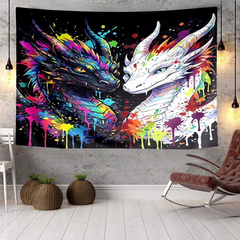 Colorful Dragon Artwork Tapestry, Unique Design Tapestry, Wall Decor for Bedroom,Livingroom, Playroom,Heartwarming Fan Holiday Gifts