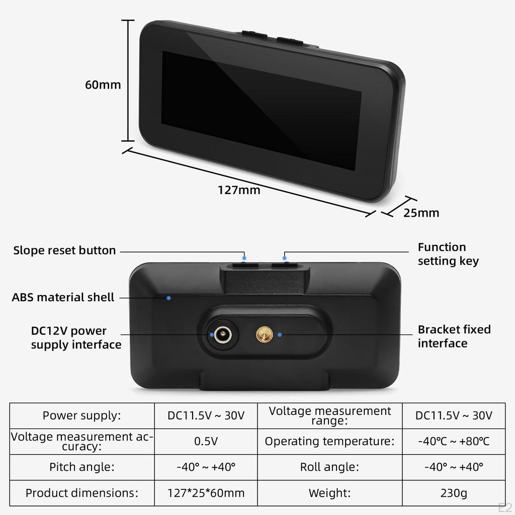Car Angle Slope Meter HUD Digital Inclinometer Speedometer Level Tilt Gauge