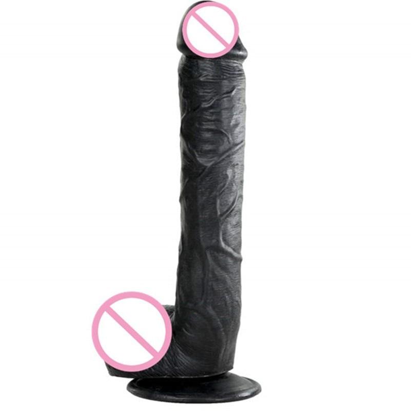 28*5CM Super Huge Black Dildos Realistic Anal Butt with Suction Cup Big Soft Penis Sex Toy For Women