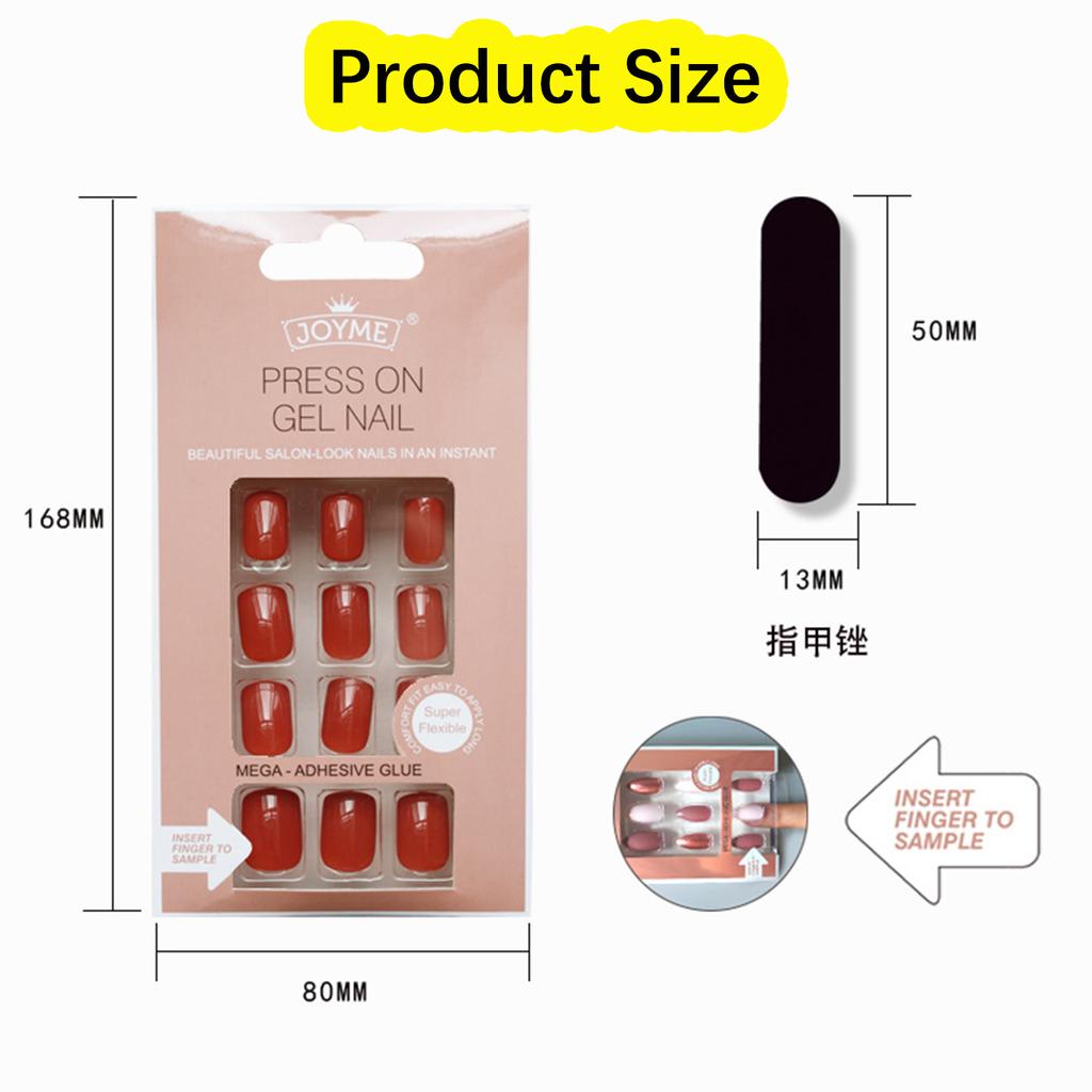 24pcs/Box Fashion Artificial Manicure Tool Fake Nails Square Head False Nail Tip Wearable Nail Tips