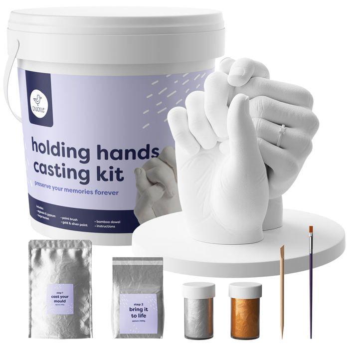 Kit De Moulage 3D - Chuckle - Mains Entrelacées - Peinture Dorée Et Argentée - Socle Inclus - Cadeau Couple