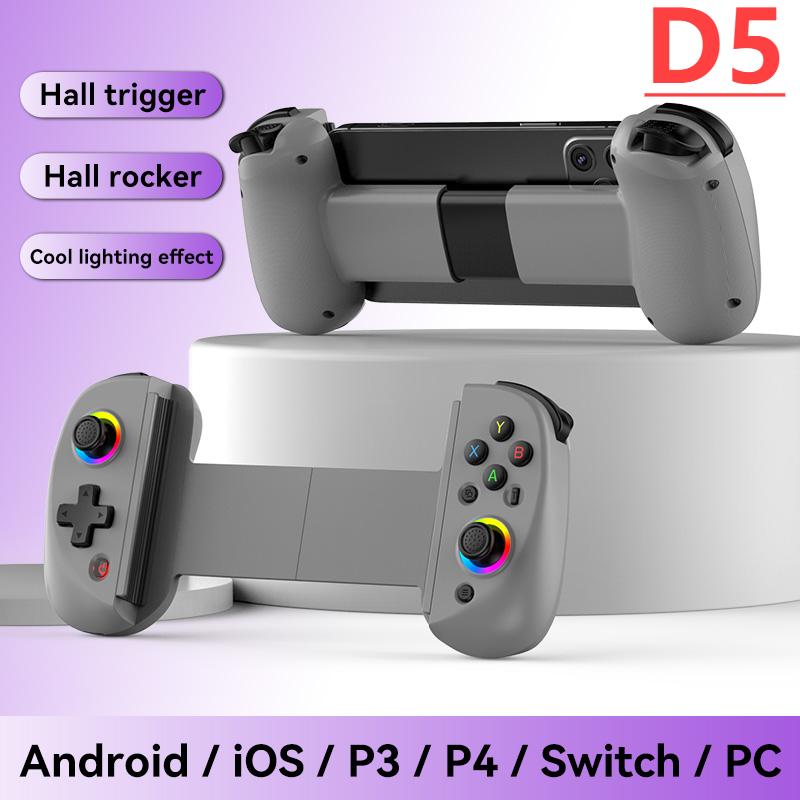 D8 Telescopic Mobile Gaming Controller RGB Light Mobile Phone Gamepad Bluetooth-Compatible5.2 for Android ApplePS3 PS4 Switch PC