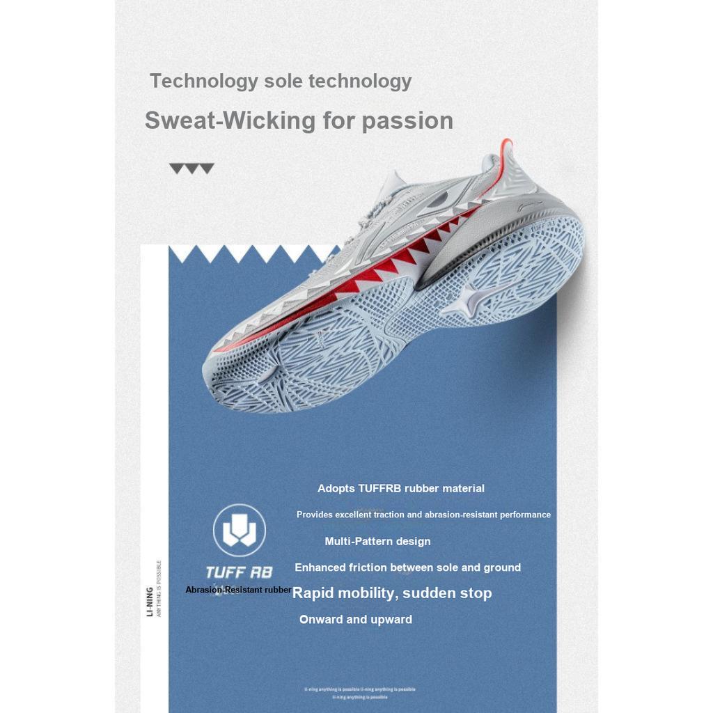 Li Ning Kids Sonic 12 Light Foam Ultra Fabric Lace-Up Non-Slip Wear-Resistant Breathable Low-Top Basketball Shoes Kids Basketball Shoes YKBU054-13