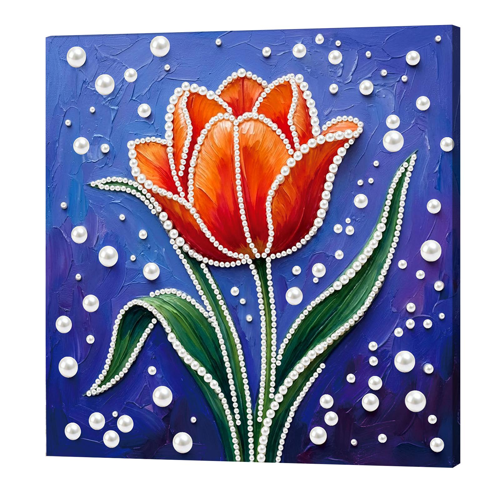 

DIY Pearl Painting Kit with Frame 9.84x9.84in Pearl Gem Paintings Picture Arts Craft for Adults/Beginners Gift Home Decor тюльпан