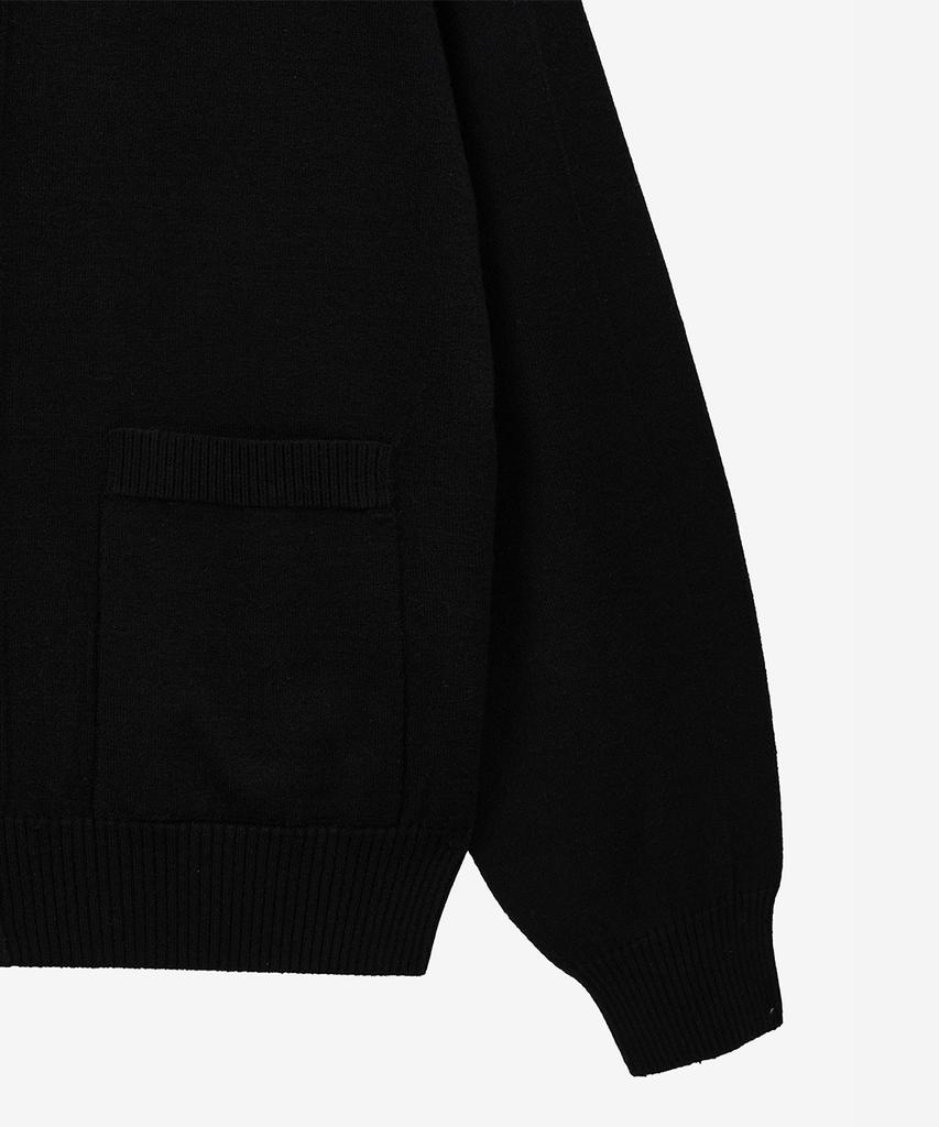 Ziosongzio Semblance Whole Garment Collarless Cardigan Black Zi2Kt801Bk