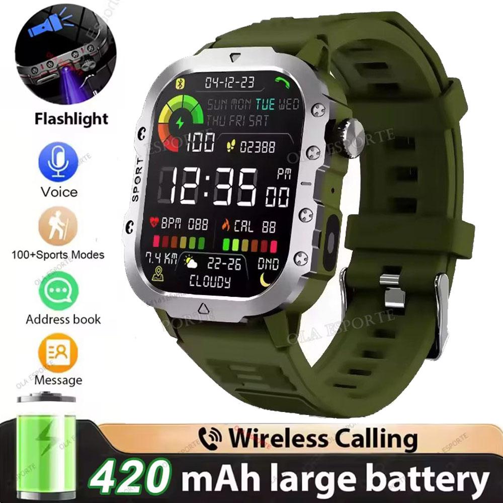 New Military Smart Watch Men IP68 5ATM Outdoor Sports Fitness Tracker Health Monitoring 1.81Inch Bluetooth Calls Smartwatch HT30