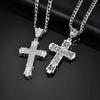 Hiphop Rhinestone Cross Necklace for Men Boys,Punk Rap Street Cool Cross Metal Pendant Necklace,Birthday Gift for Husband Dad