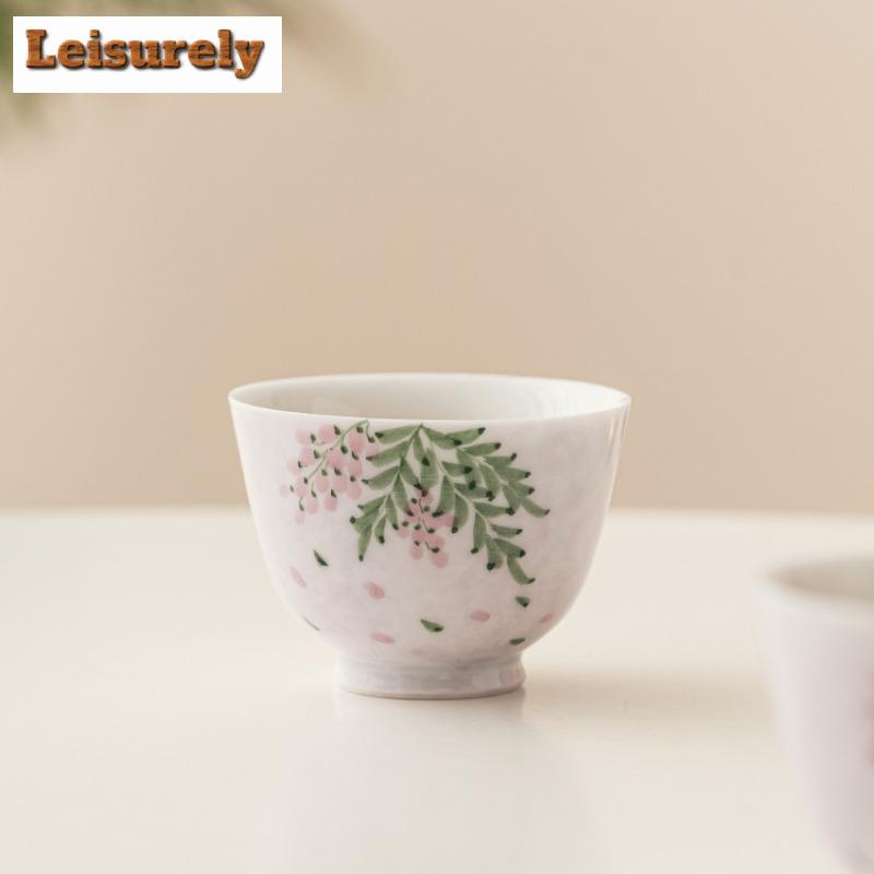 2pc/set Hand Drawn Wisteria Flower Tea Cup Beauty Master's Single Cup Meditation Cup Beautiful Tea Pair Kung Fu Teaset Drinking