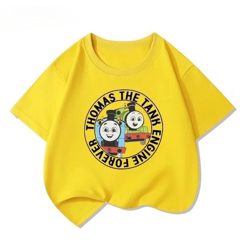 Thomas Train Fun Cartoon Printed New Boys and Girls Summer Cotton Fashion Comfortable T-shirt