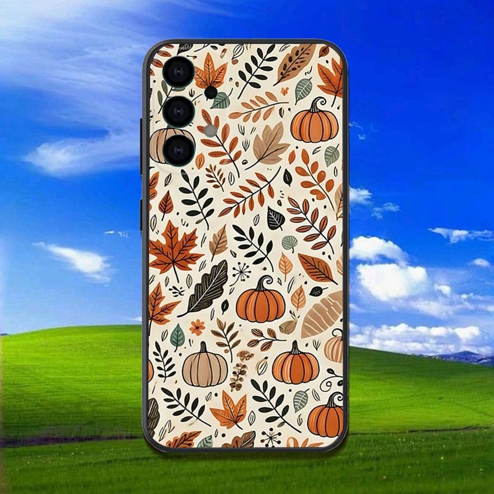 Autumn leaves and pumpkins Phone Case For Samsung Galaxy A13,A21s,A22,A31,A32,A52,A53,A71,A80,Soft Black Shell