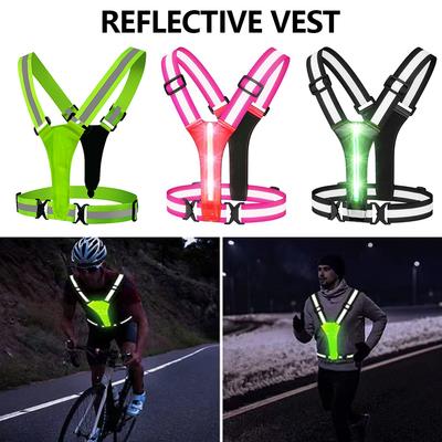 1Pc Reflective Straps Rechargeable LED Shoulder Straps for Men Women Night Safety Outdoor Hiking Jogging Walking Light Gear