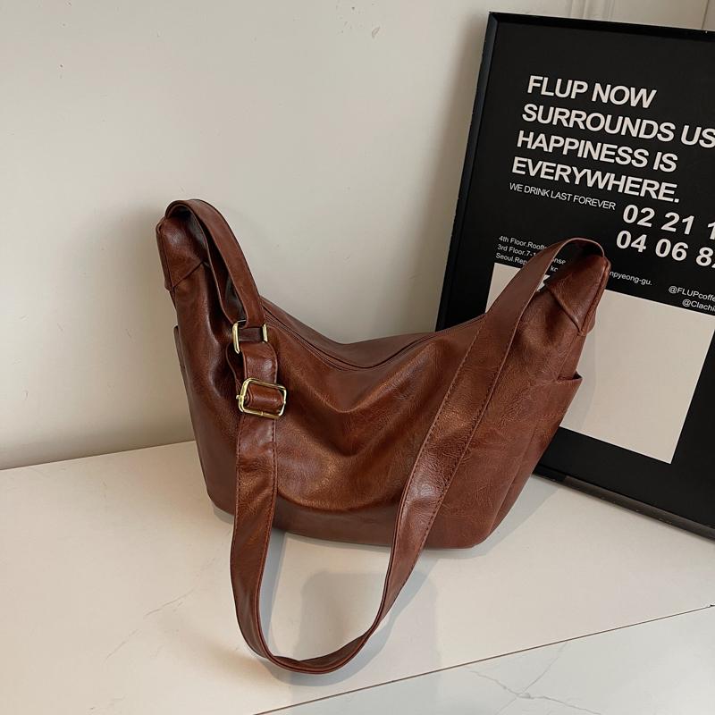 Large Capacity Soft Leather Shoulder Bag Women's Hobo Bag Crossbody Bag