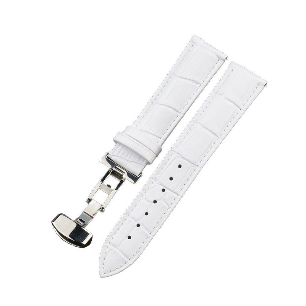 Genuine Leather Rose Gold & Silver Bamboo Pattern Quick Release Watch Strap with Butterfly Buckle (20mm/22mm)