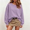 Women's Color Neck Long Sleeve Sweatshirt Pullover Top for Casual Everyday Wear