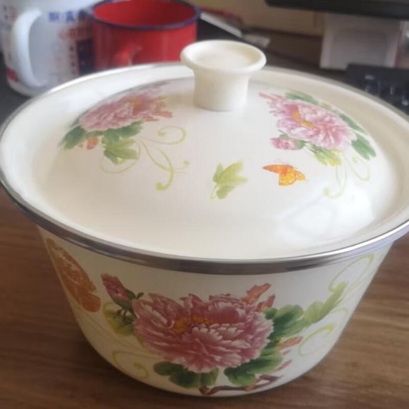ZISIZ Thickened Enamel Basin with Lid