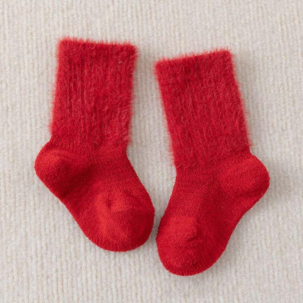 5 par Zagęszczone Ciepłe Noworoczne Czerwone Skarpetki Bawełniane Skarpetki do Kolan dla Malucha Dziecięce Pluszowe Czerwone Skarpetki Skarpetki Dziecięce