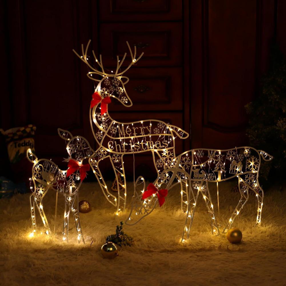 Glowing Christmas Reindeer Festive Reindeer Yard Art Outdoor Christmas Reindeer Family Decoration Set for Holiday for Indoor