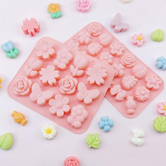 Flower And Leaf Silicone Mold Chocolate Pudding Cake Baking Mold Cake Decoration Reusable DIY Drip Glue Clay Mold