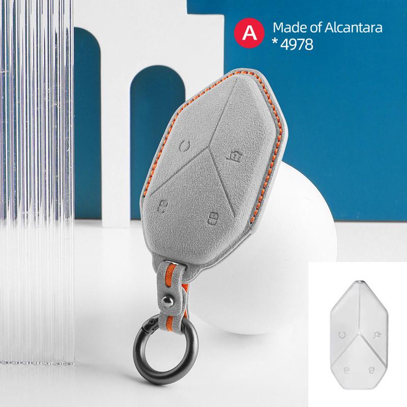 For BYD DMI Formula leopard 5 Car Key Case Alcantara Suede Keychain Cover Shell Protector Auto Interior Accessories 2025 2025