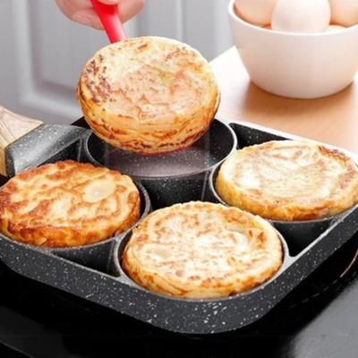 Spiegelei Burger Maschine Antihaft Pfanne mit flachem Boden 4 Vier-Loch Frühstücksmaschine Spiegelei