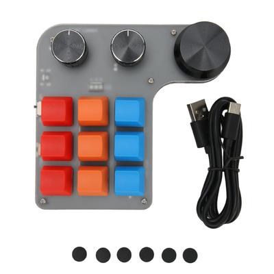 9 tasten Programmierbare Tastatur mit 3 Knöpfen Unterstützung USB Bluetooth Einhand Makro