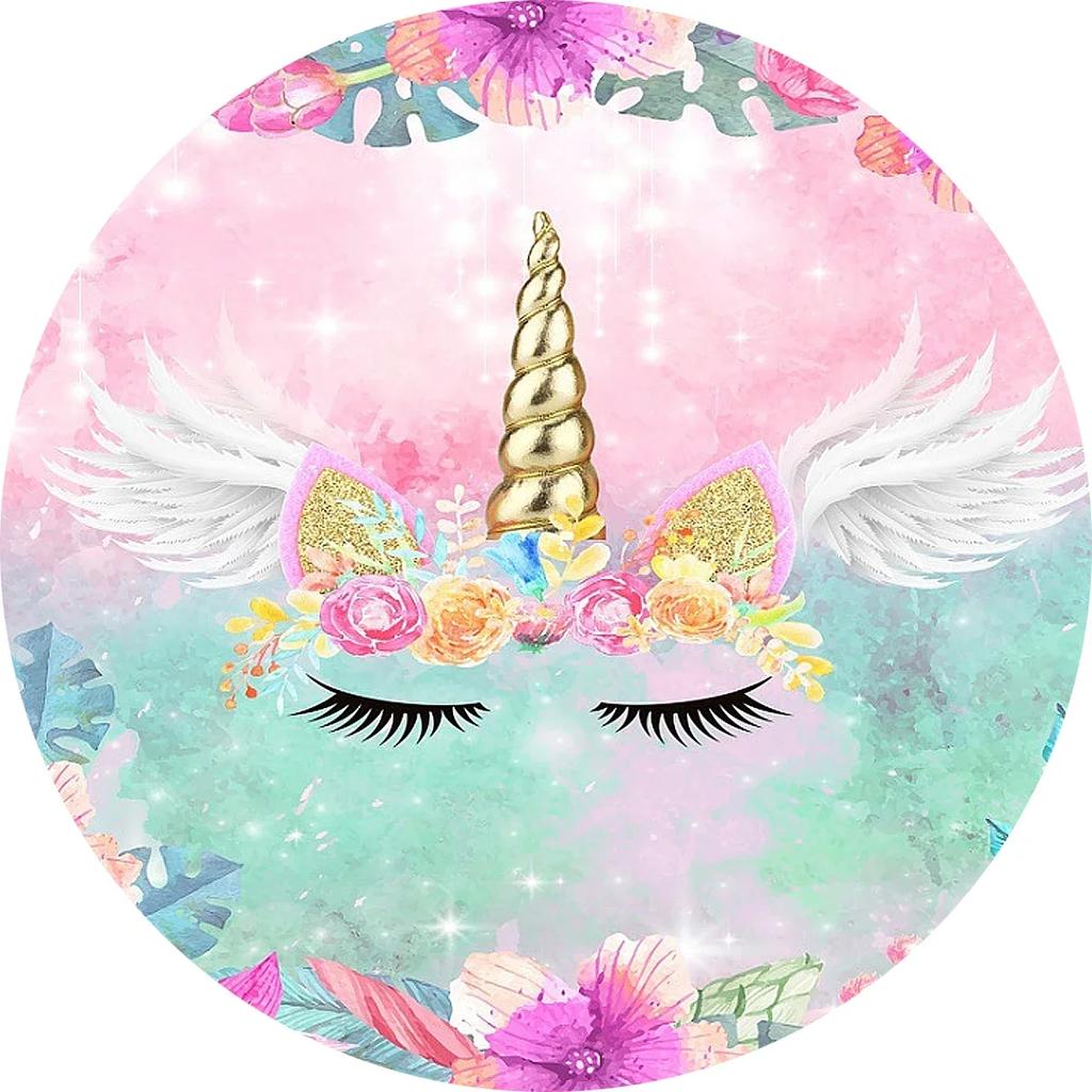 Cute Cartoon Unicorn Round Carpet Non-slip Rug for Office Living Room Bedroom Decor Soft Play Floor Mat Bathroom Kitchen Doormat