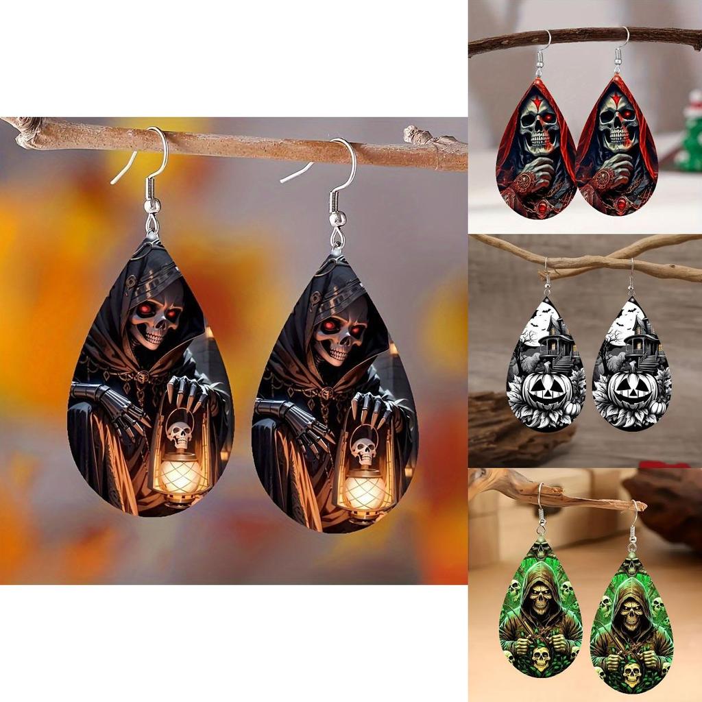 Halloween Themed Horror Skull Pumpkin Pattern Women Earrings For Men And Women Festival Accessory
