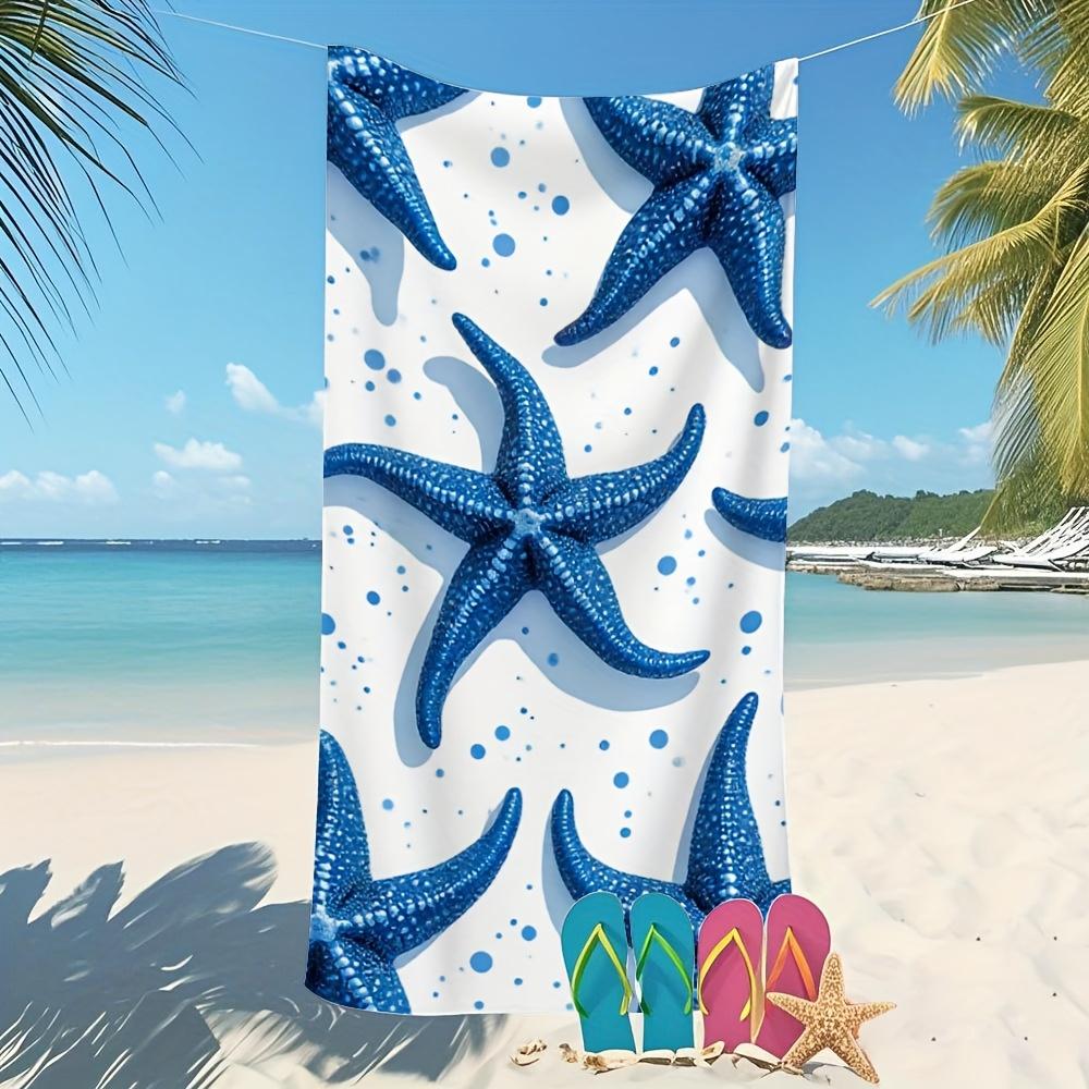 Cute Starfish Theme Microfiber Towel Ultra Soft High Absorption Quick Dry Modern Design for Bathroom Pool Travel Men Women Use