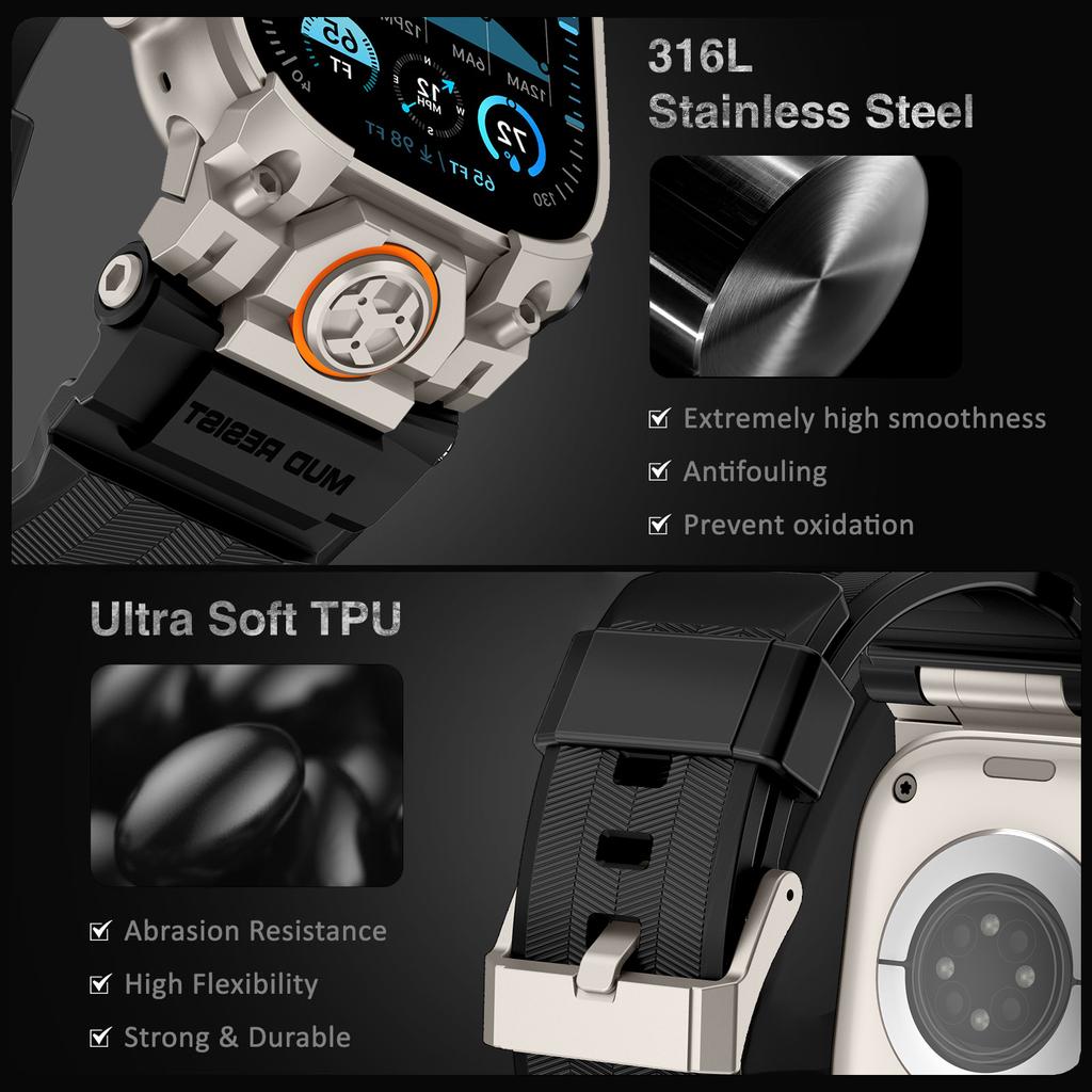 Rubber Band for Apple Watch Ultra 3 49MM Armor Style Sports Strap for Iwatch Ultra 2 1 49mm Bracelet Replacement Accessories