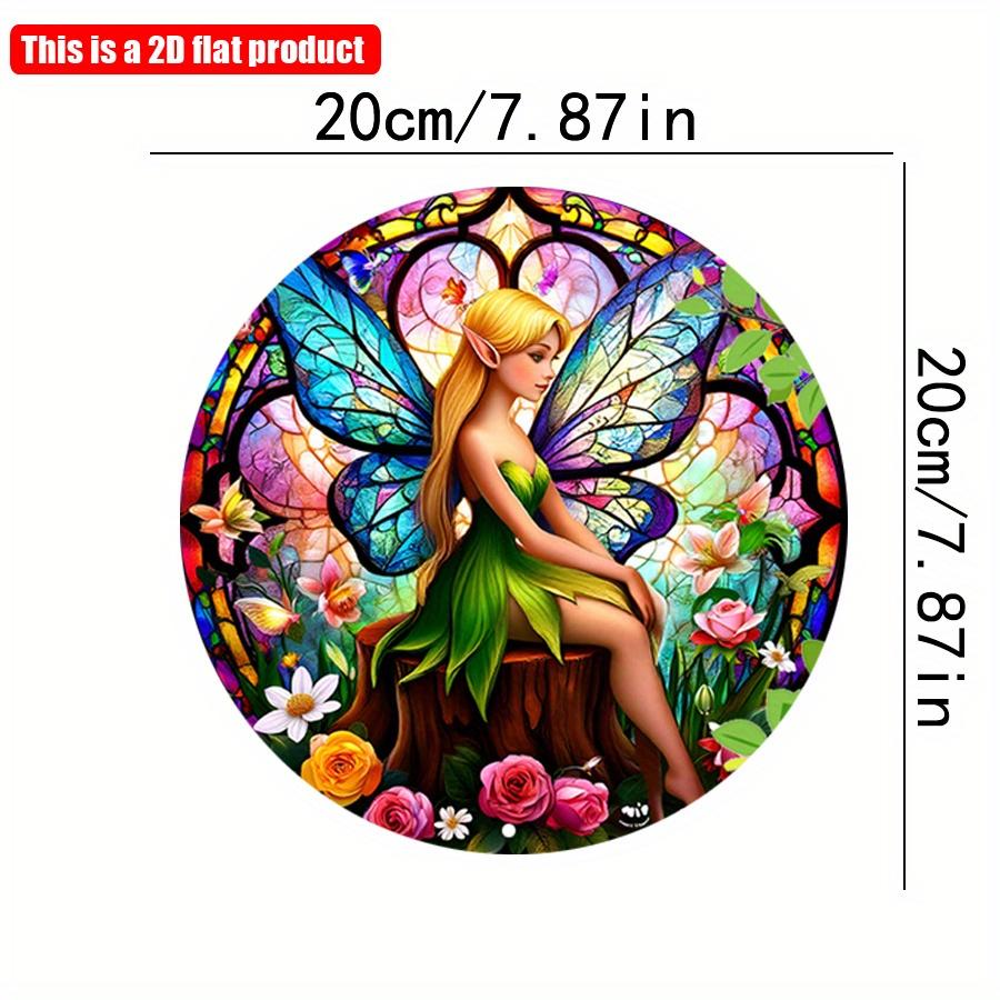 

2D плоская 20*20см1шт Очаровательная эльфийская фея с разноцветными крыльями бабочки Дизайнерский декор для стен, Художественная табличка на тему весенней феи, Идеально подходит для дома и офиса, 20*20cm