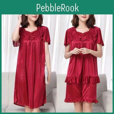 Shortsleeved Size Ice Womens Large Silk Pajamas Set Home Wear Pajamas