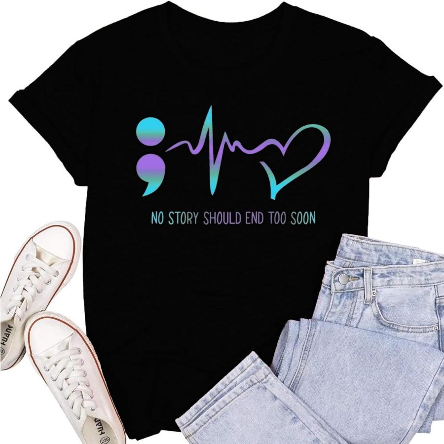 Women Suicide Awareness Shirts Suicide Prevention Shirt Teal and Purple Ribbon T-Shirts XXXXXL разноцветный